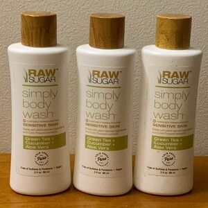 RAW SUGAR🪢 SIMPLY BODY WASH 3pc Sensitive Skin Green Tea+Cucumber+Aloe Vera 3 oz